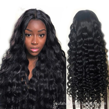 YouFa Wig Human Hair Wigs For Black Women Brazilian Virgin Cuticle Aligned Human Hair 13x4 Lace Front Wig Deep Wave Hot Sale